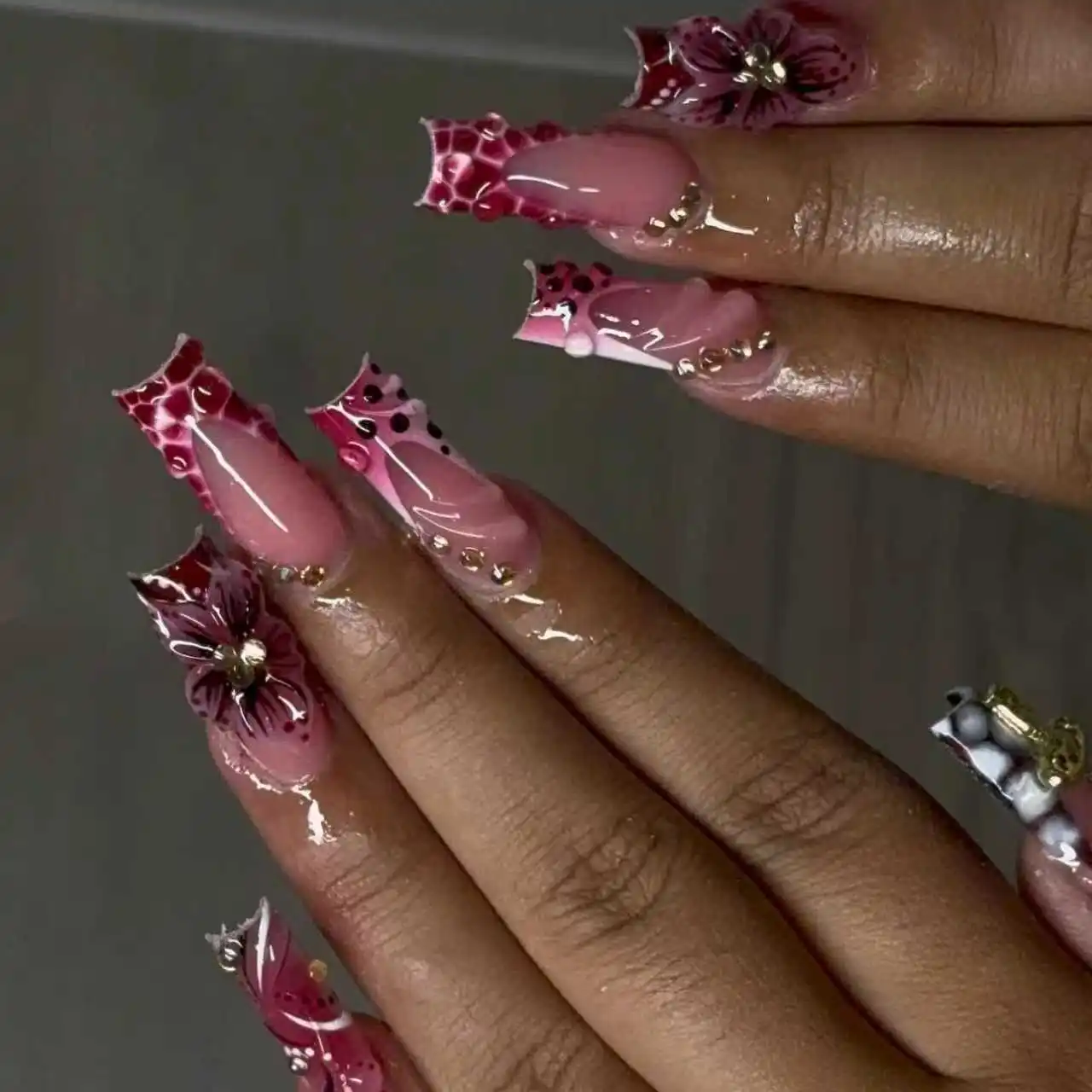 3D Printing Jobs - 24pcs Pink Leopard Print Press on