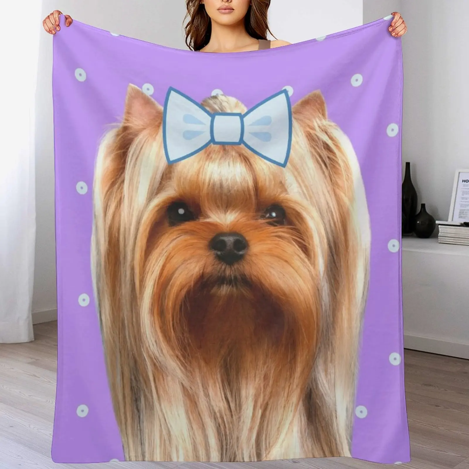 3D Printing Yorkshire - Cute purple yorkshire Throw Blanket Thin