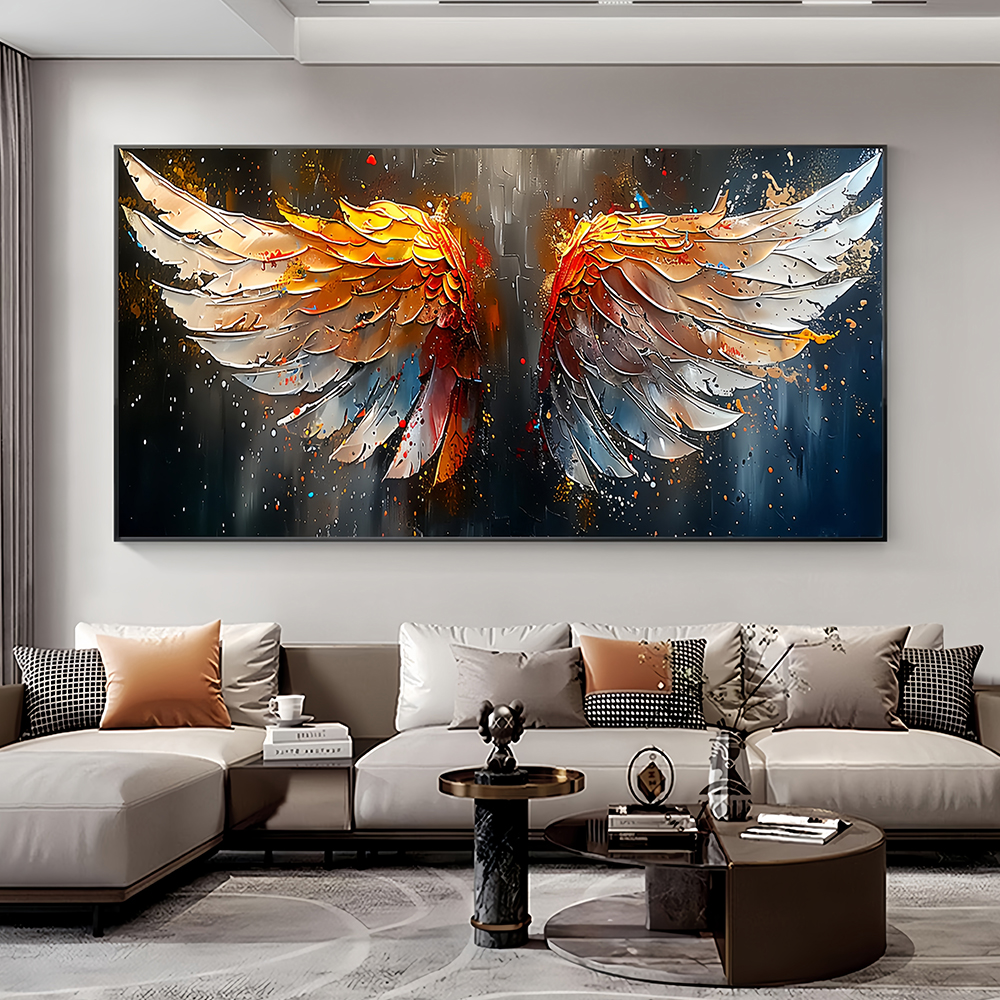 3D Printing Room - Abstract Luxury Golden Angel Wings Canvas