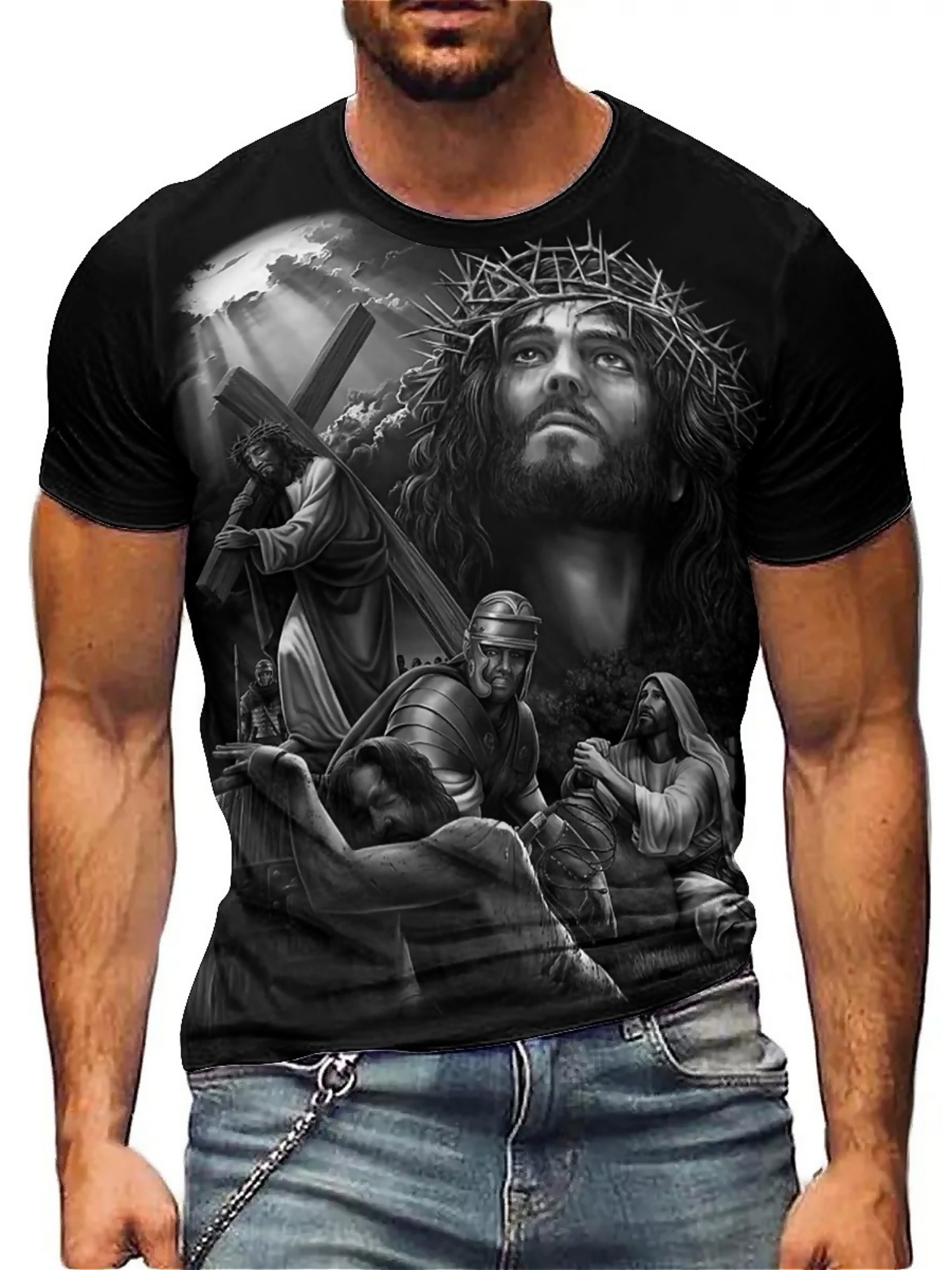 3D Printing Designing - Men'S Plus Size Jesus 3D Print