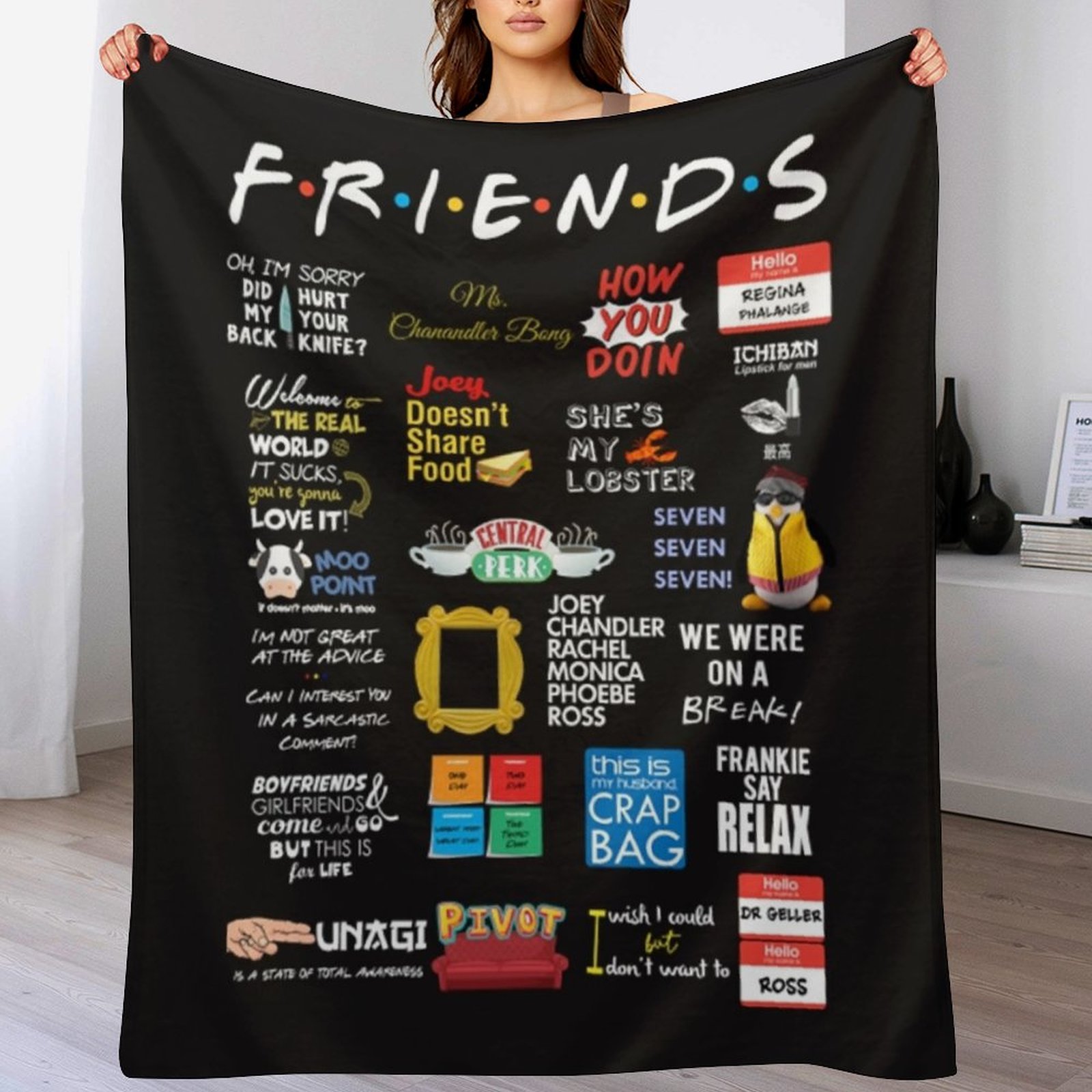 Friends Quotes T-Shirt Throw B - 3D Printing Quote recensie en prijs