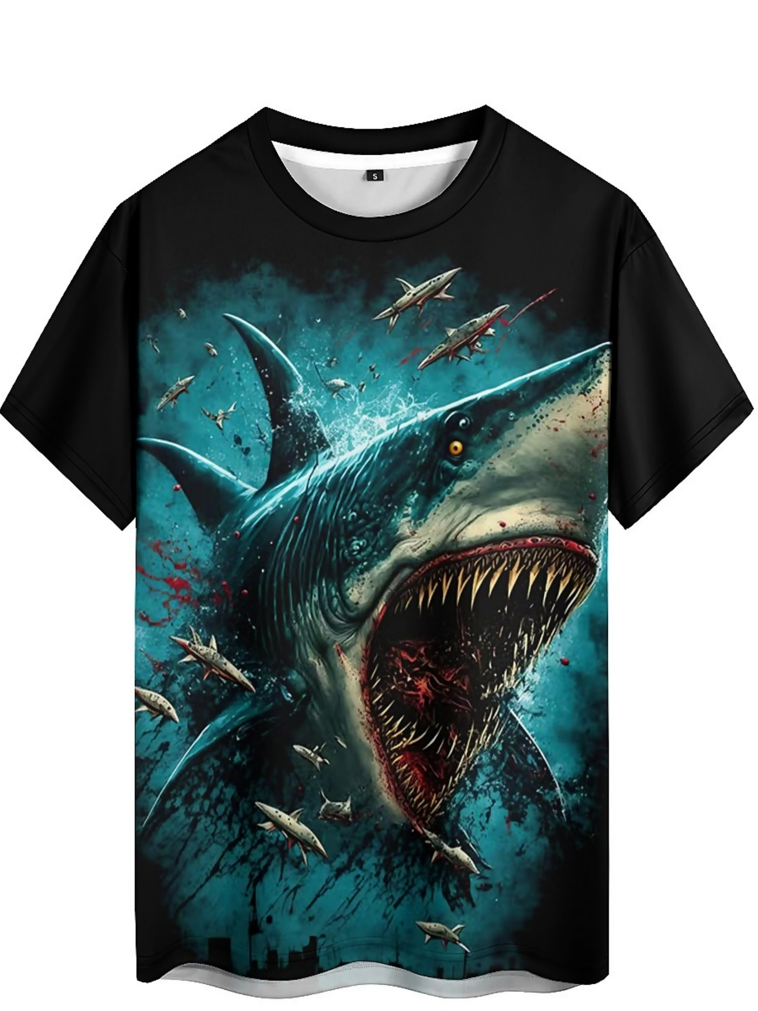 Men's 3D Shark Print T-Shirt - - 3D Printing Designing recensie en prijs