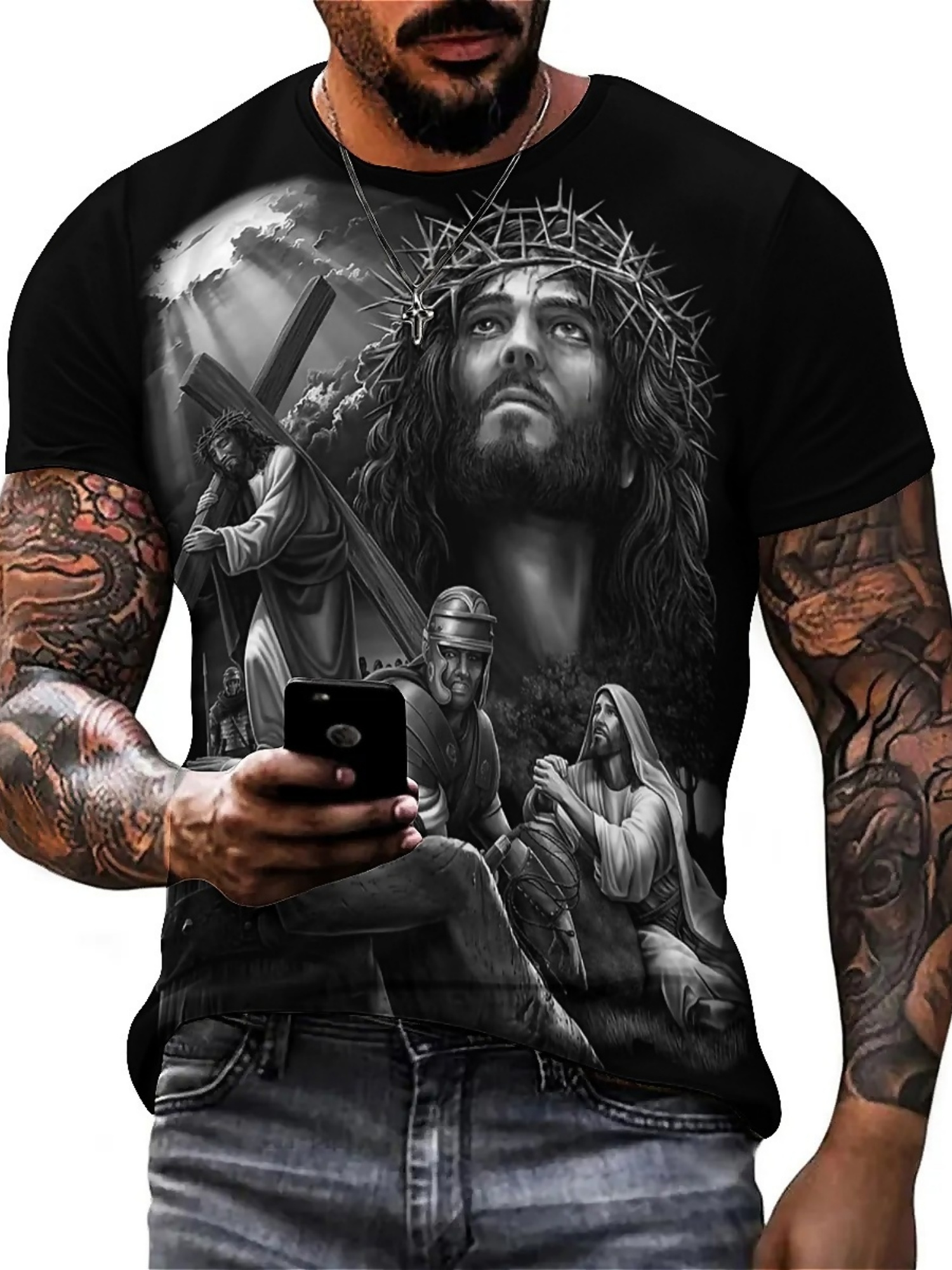 Men'S Plus Size Jesus 3D Print - 3D Printing Designing recensie en prijs